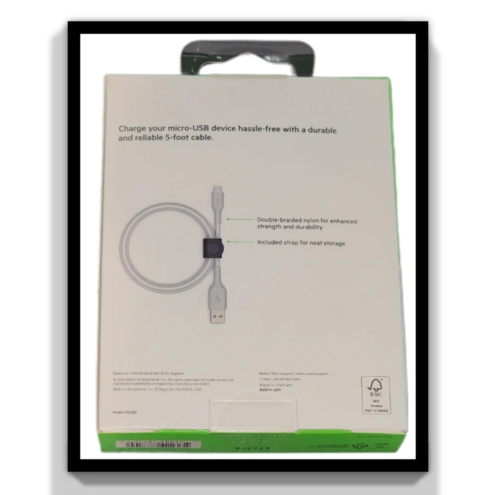 Belkin Boost Charge~Micro USB to USB-A Cable+Strap & One Free Cable Included